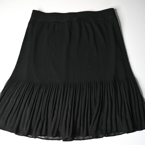 ALFANI Black Pleated Ruffle Hem Elastic Waist Pull On Skirt - Size Large - Picture 6 of 10
